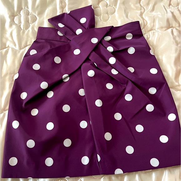 Zara Purple and White Polka Dots Miniskirt with Bow Embellishment - Picture 2 of 11